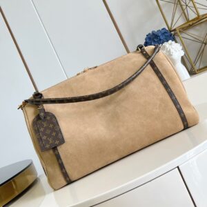 Louis Vuitton Large Handbag in Apricot Suede