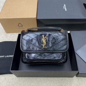 Yves Saint Laurent Carryall PM in Oiled Black and Gold