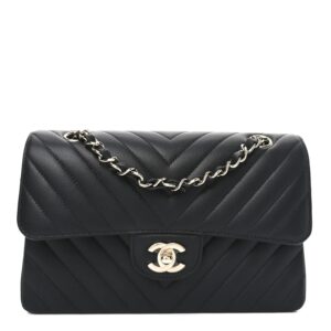 Chanel Caviar Chevron Quilted Small Double Flap Black