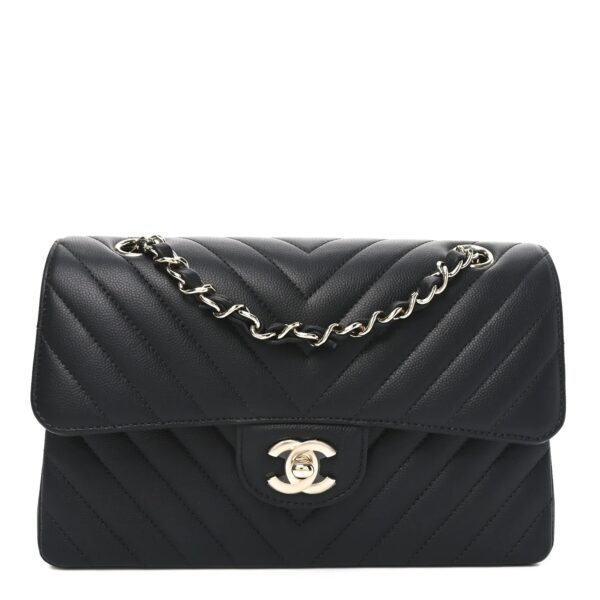 Chanel Caviar Chevron Quilted Small Double Flap Black Chanel Caviar Chevron Quilted Small Double Flap Black