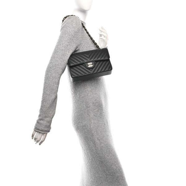Chanel Caviar Chevron Quilted Small Double Flap Black 5 Chanel Caviar Chevron Quilted Small Double Flap Black