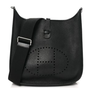 HERMES Taurillon Clemence Evelyne III PM Black